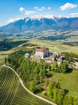 Thun Castle and the panoramic view of Val di Non Valley, Vigo di Ton, Trento, Trentino-Alto Adige, Italy, Europe