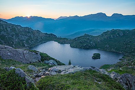 The Cavallazza lake at twilight, San Martino di Castrozza, dolomites, Trentino Alto Adige, Italy, Europe The Cavallazza lake at twilight, San Martino di Castrozza, dolomites, Trentino Alto Adige, Italy, Europe