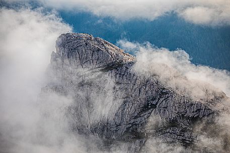Sass De Stria mount wrapped by clouds, Cortina d'Ampezzo, dolomites, Veneto, Italy, Europe Sass De Stria mount wrapped by clouds, Cortina d'Ampezzo, dolomites, Veneto, Italy, Europe