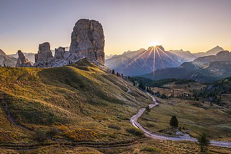 The Cinque Torri mount during the sunrise, Cortina d'Ampezzo, dolomites, Veneto, Italy, Europe The Cinque Torri mount during the sunrise, Cortina d'Ampezzo, dolomites, Veneto, Italy, Europe