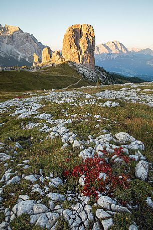 The Cinque Torri at sunset, Cortina d'Ampezzo, dolomites, Veneto, Italy, Europe The Cinque Torri at sunset, Cortina d'Ampezzo, dolomites, Veneto, Italy, Europe
