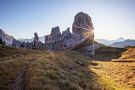 The Cinque Torri mount during the sunrise, Cortina d'Ampezzo, dolomites, Veneto, Italy, Europe The Cinque Torri mount during the sunrise, Cortina d'Ampezzo, dolomites, Veneto, Italy, Europe