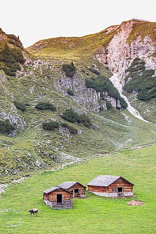 Colli Alti hut from above, Pusteria valley, dolomites, Trentino Alto Adige, Italy, Europe Colli Alti hut from above, Pusteria valley, dolomites, Trentino Alto Adige, Italy, Europe