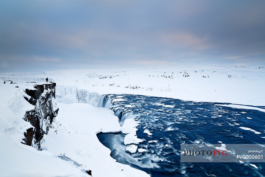 A picture of dettifoss during a cold morning