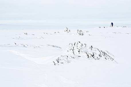 A photographer dealing with the winter challenge by the plateau in the North.