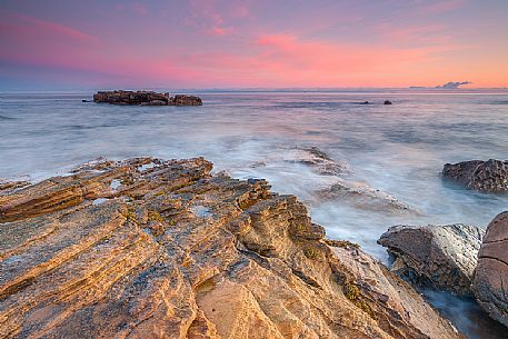 The great rock formation at Hopeman beach