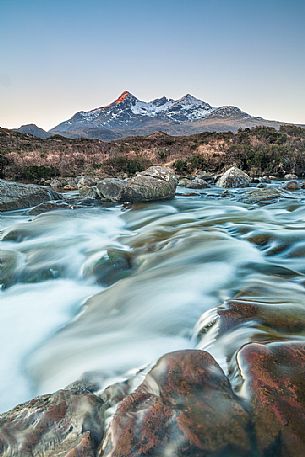 The view of the Cuillin from Sligachan river  at dawn