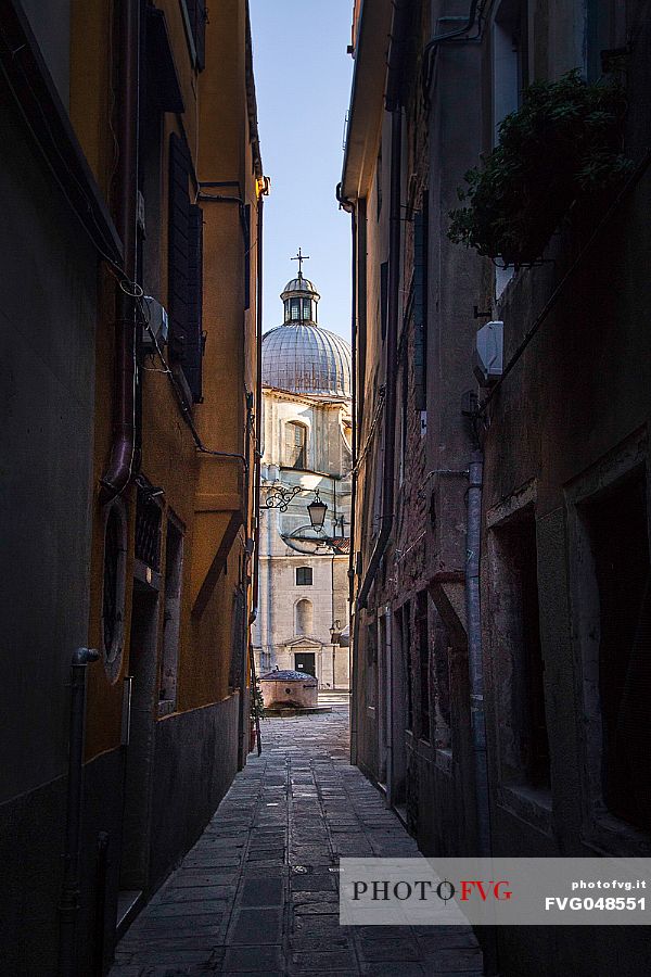 San Geremia church from a typical venetian alley, Venice, Veneto, Italy, Europe
