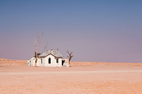 An abandoned house in the desert on the road to Luderitz, Namibia, Africa