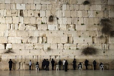 Jewish worshipers pray at the Wailing Wall, Western Wall, Jerusalem, Israel