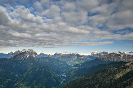 the view from the mountain Zoufplan ranges on Carnia