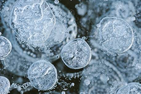 the air trapped in the ice creates fantastic designes