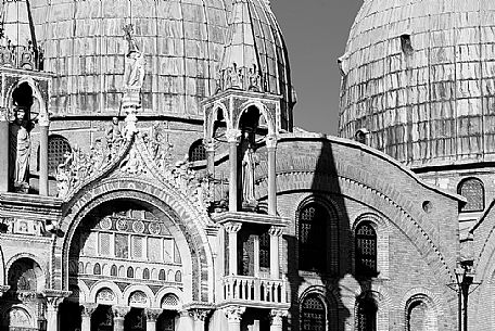Roof architecture details of cathedral of San Marco or Basilica di San Marco in St Mark's Square, Venice, Italy, Europe