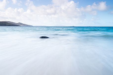 Looking southwest over the ocean near Northton in the Outer Hebrides on the Isle of Harris, Scotland.