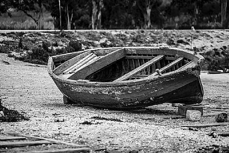 Old boat maintenance ahore,Taranto, Apulia, Italy, Europe