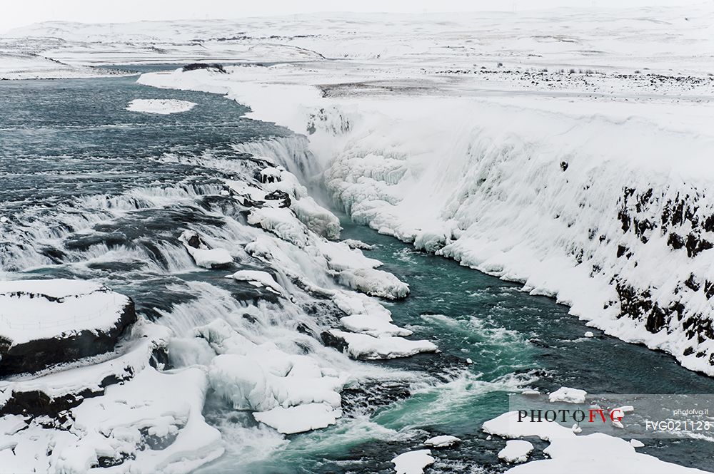 Gullfoss waterfalls in the winter time, Iceland