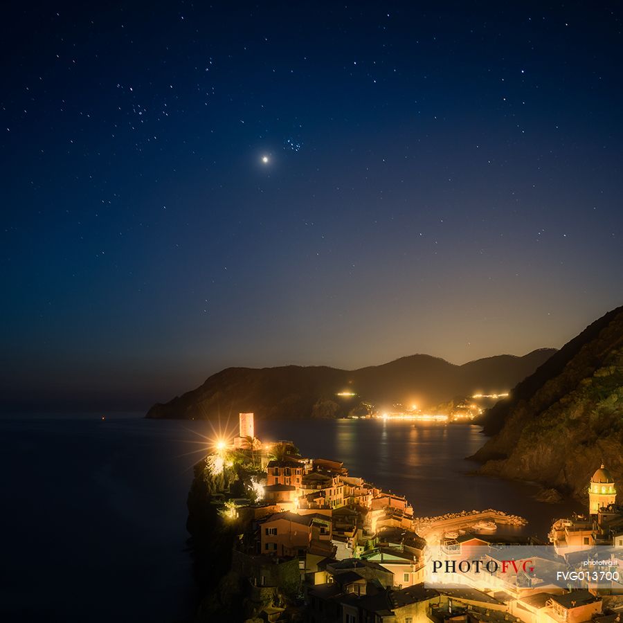 Vernazza village at night, Cinque Terre National Park