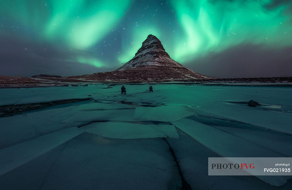Northern lights at Kirkjufell, Snfellsnes, Iceland, Europe