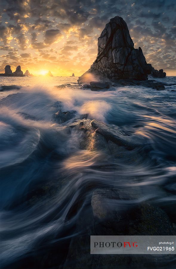 Sunset at Plougrescant, brittany seascape, France
