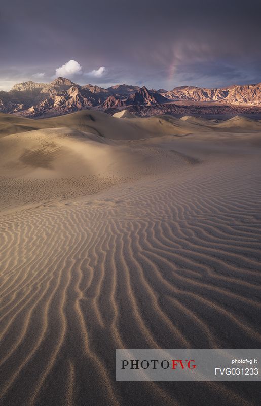 Rainbow over the Death valley, California, Usa