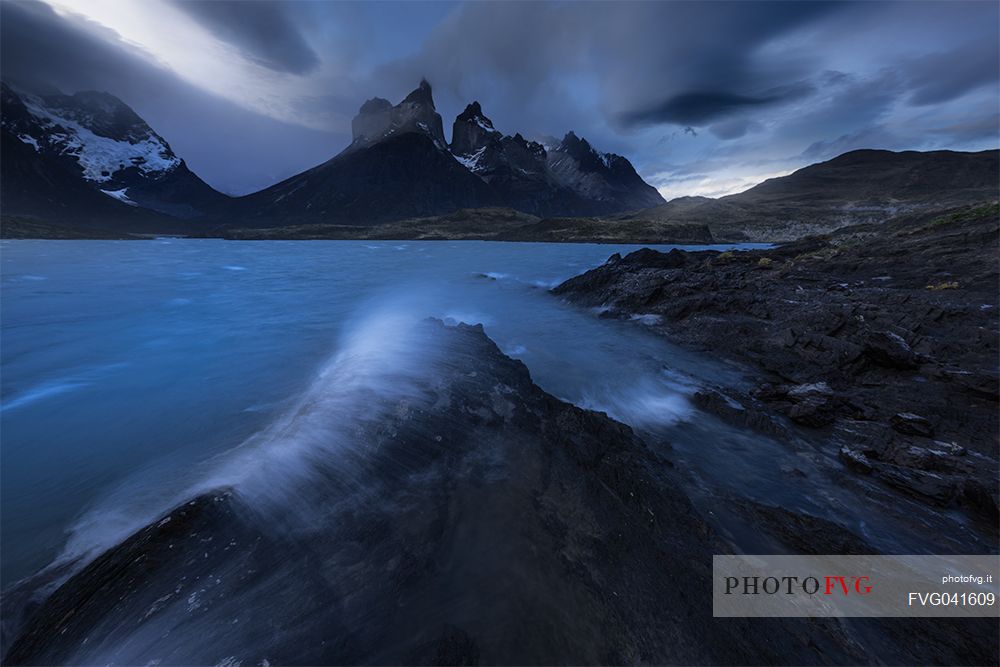 Beautiful landscape in a windy day at Torres del Paine national park, Chile, South America