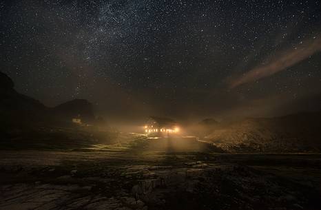 Locatelli refuge at starry night