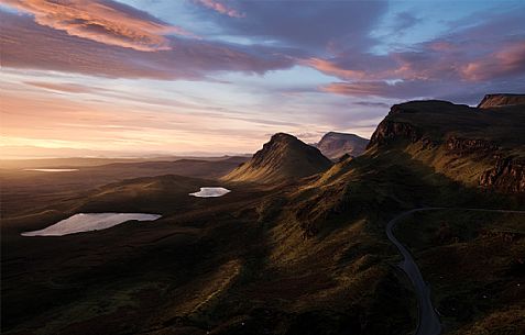 iconic scottish landscape, Quiraing, isle of Skye, Scotland, UK