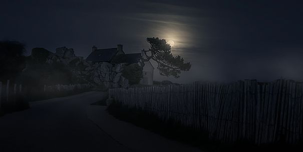 Night landscape of Britanny, Plougrescant, France