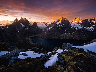 Sunset over Reine, Lofoten Island, Norway