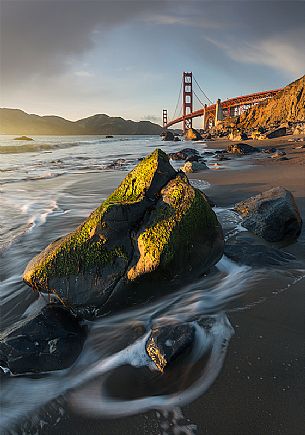 Sunset over Golden Gate Bridge, San Francisco, California, United States