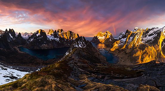 Panoramic view of Reine, Lofoten Island, Norway