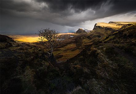 Sunset at the Quiraing and Trotternish Ridge, Isle of Skye, Scotland, UK