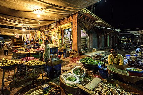 Sadar market, old market by night in Jodhpur, Rajasthan, India