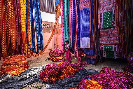 Woman in a textile industry in Pali, Udaipur, Rajasthan, India, Asia