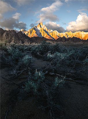 Whitney mount at sunrise, Alabama hills, Sierra Nevada, California, USA