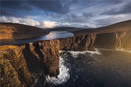 Sorvagsvatn lake in the Vagar island,Faroe Islands, Denmark, Europe