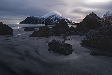 Wild coast near Sorvagsvatn, Vagar island, Faroe Islands, Denmark, Europe