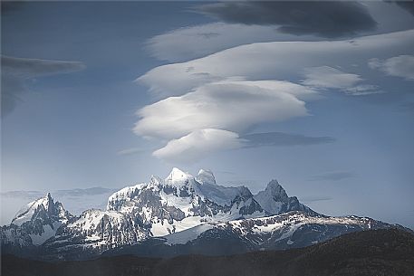 Lenticular couds in the Torres del Paine National Park, Patagonia, Chile
