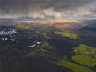 Aerial view of Sandur, Skaftafell  National Park, Iceland, Europe