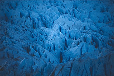 Aerial view of the crevasses in the Vatnajkull National Park, Iceland, Europe