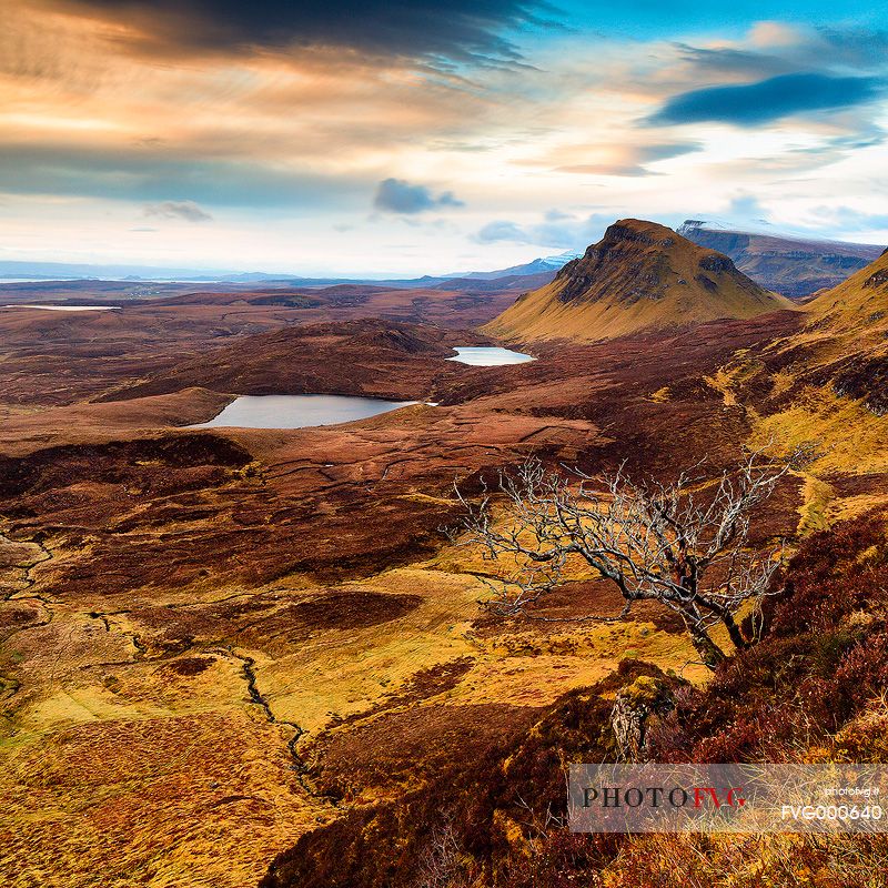 East Coast of Skye at sunrise from the Quiraing on the Trotternish peninsula
