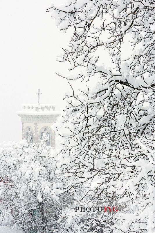 Alpine Town of Erto under an intense snowfall