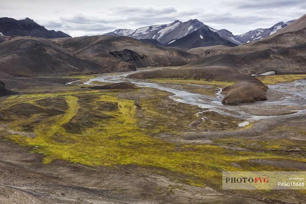 The lavic desert in the area of Landmannalaugar at sunrise