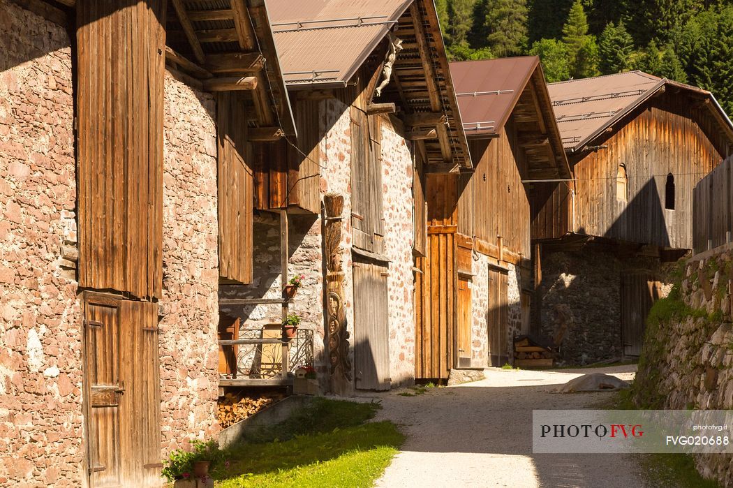 Old barns in Dosoledo, Comelico Superiore, dolomiti, Italy