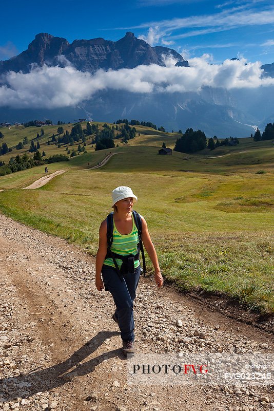 Hiking in Pralongi, Badia Valley, South Tyrol, Dolomites, Italy