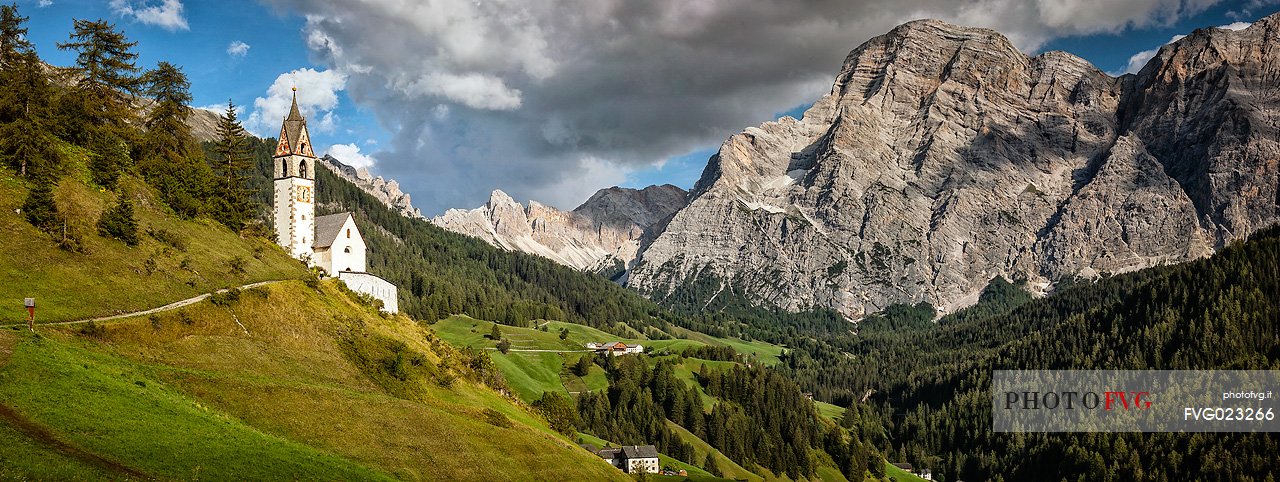Little church of La Val, Badia Valley, South Tyrol, Dolomites, Italy