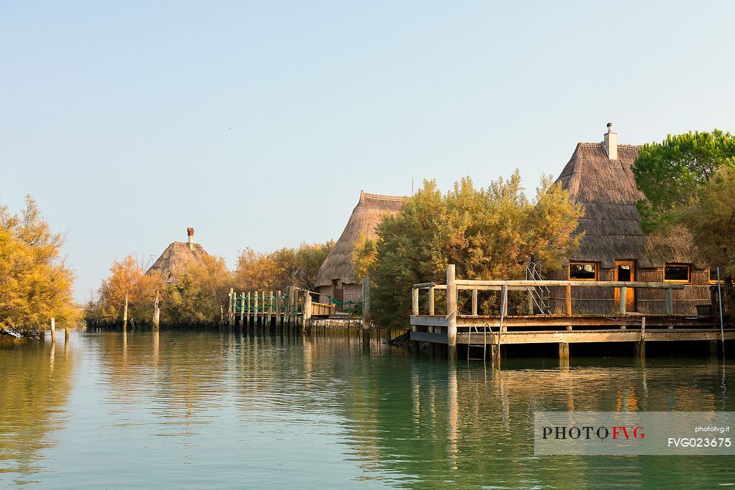 Casoni, typical lodge used by fishermen, Marano Lagunare, Italy