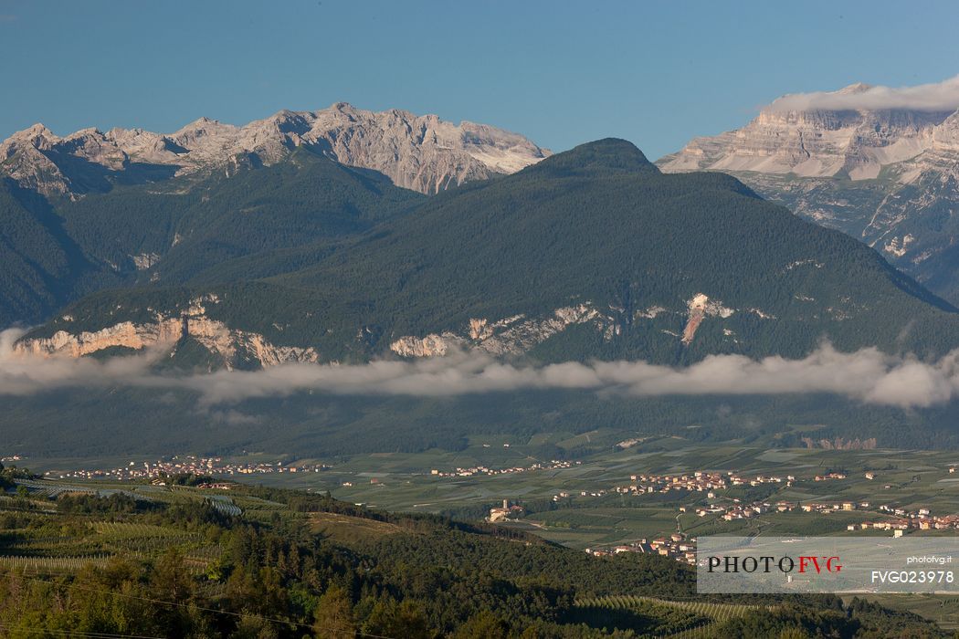 Val di Non and in the background the dolomites of Brenta, Trentino, Italy