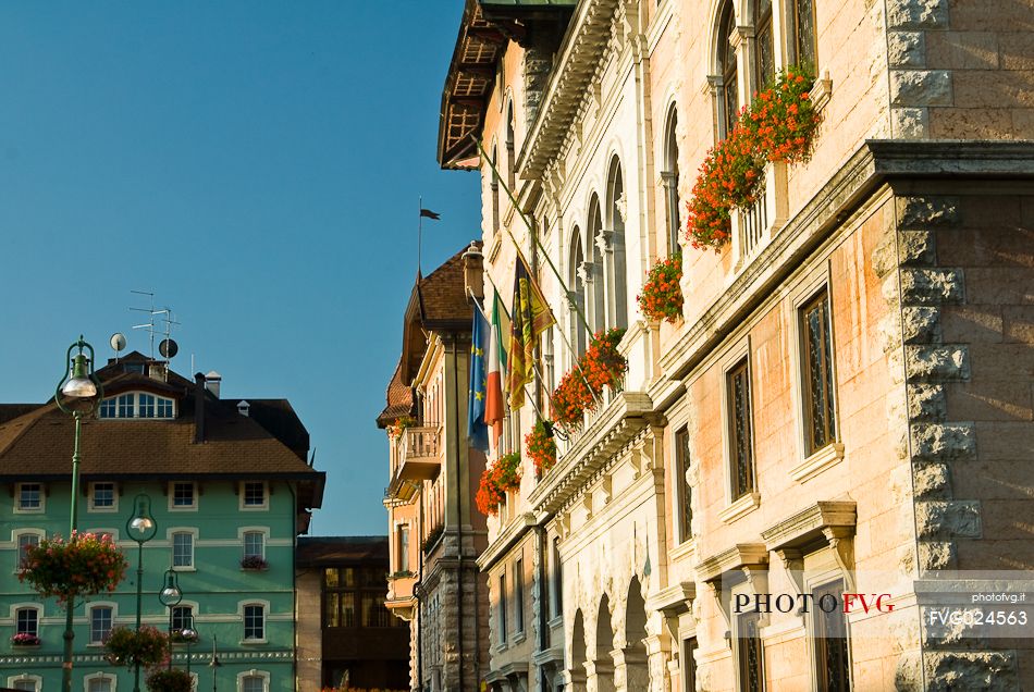 Buildings of old town of Asiago, Italy