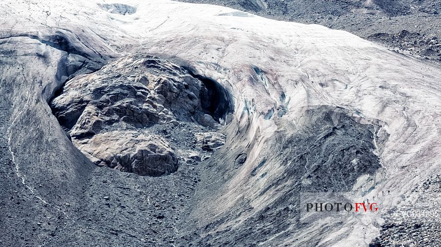 Detail of Morteratsch Glacier in Val Morteratsh, Bernina mountain group, Pontresina, Engadin, Grisons, Switzerland, Europe
 